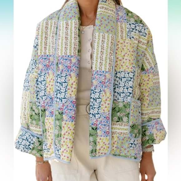 Jackets & Blazers - FLORAL quilted patchwork puffer jacket